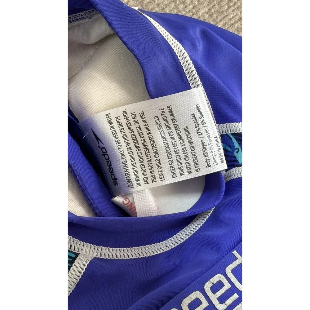 Speedo UV Sun Suit Kids‎ Small Blue Short Sleeve One Piece Rashguard Swimwear